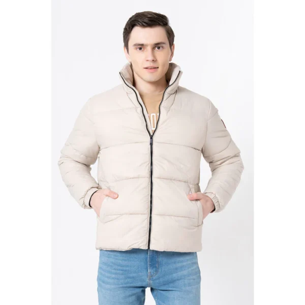 Men's Beige Solid Jacket